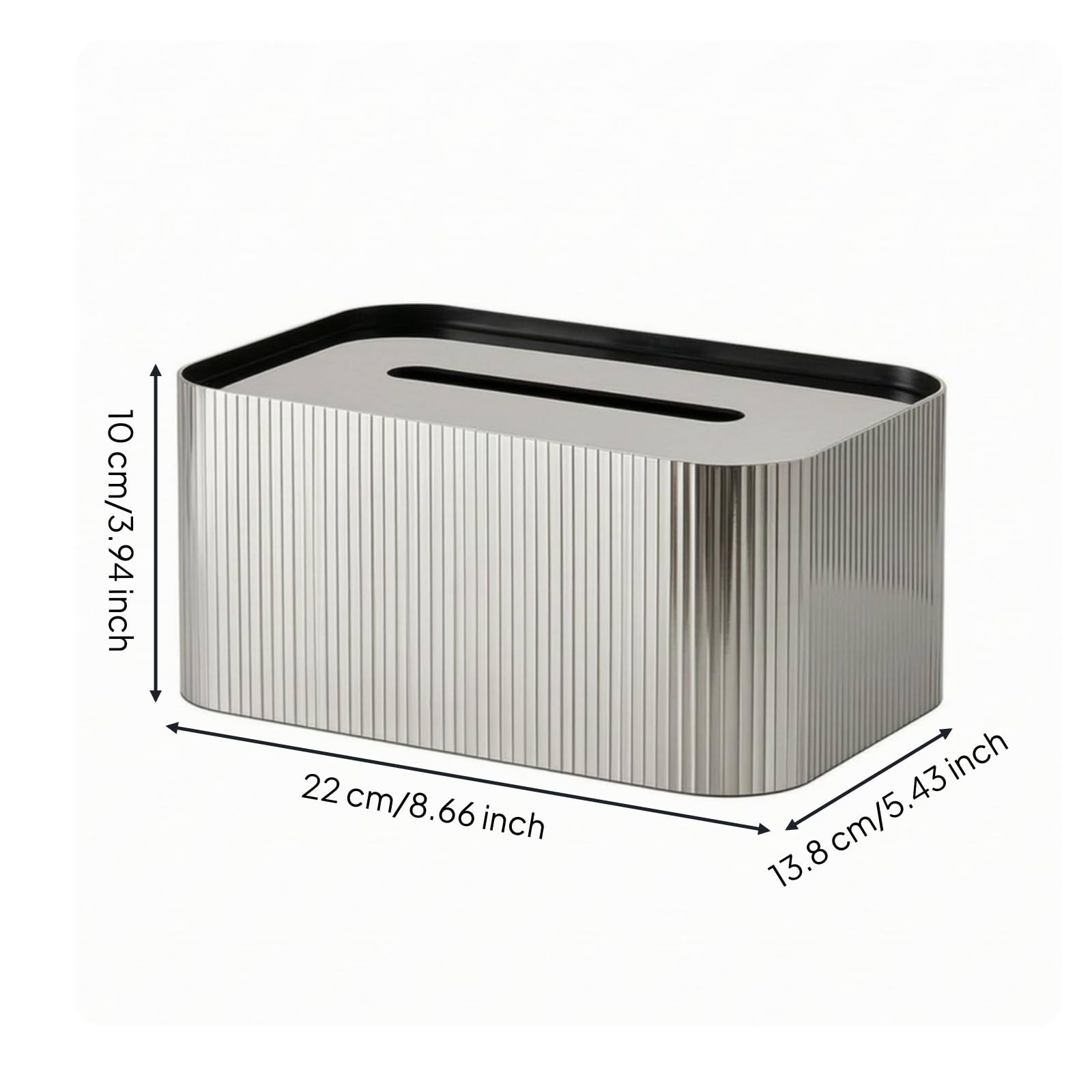 Porta Fazzoletti Specchio Porta Fazzoletti Scatola Fazzoletti Copri Fazzoletti Contenitore Fazzoletti Compatto in Acciaio Inox per Fazzoletti Standard, Specchio Grande 220 138 100mm