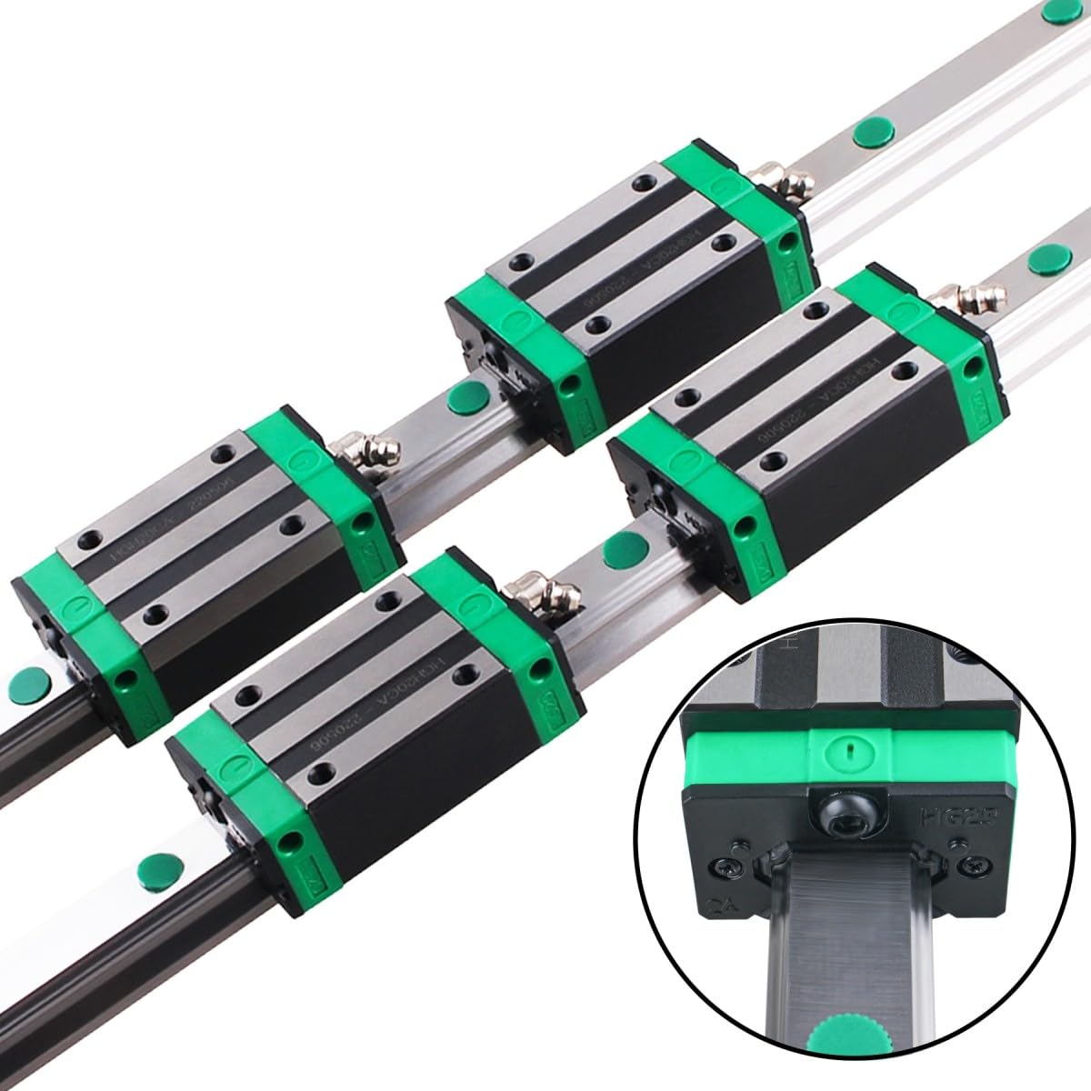2 Stück HGR25 Linearführungsschiene 100–1500 mm + 4 Stück HGH25CA quadratische Linear-Kugellager für CNC-Maschinen und DIY-Projekte – Precis Mot-Kontrolllösungen