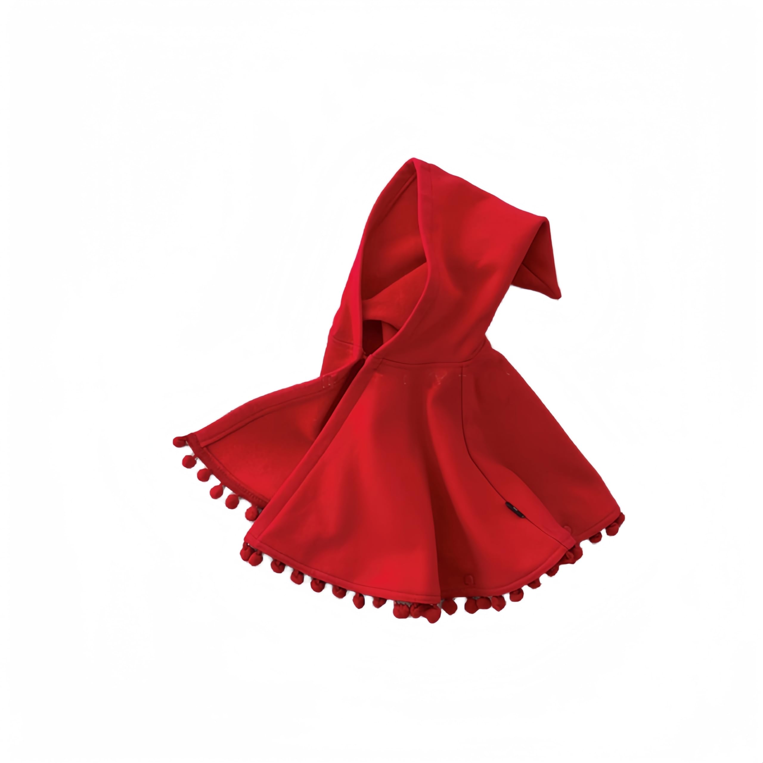 Proumhang Capa con capucha para bebés,Poncho de algodón cálido para el invierno,Niños Pequeños Capa Roja Poncho Coat,Traje de nieve con capucha de borlas,Abrigo al aire libre para niños y niñas
