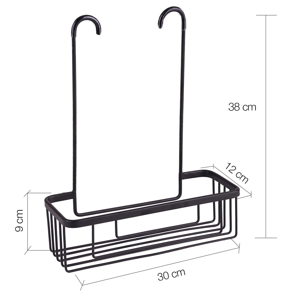 Cesta portagel Para Grifería De Ducha Y Bañera de aluminio inoxidable, sin taladros, Negro mate