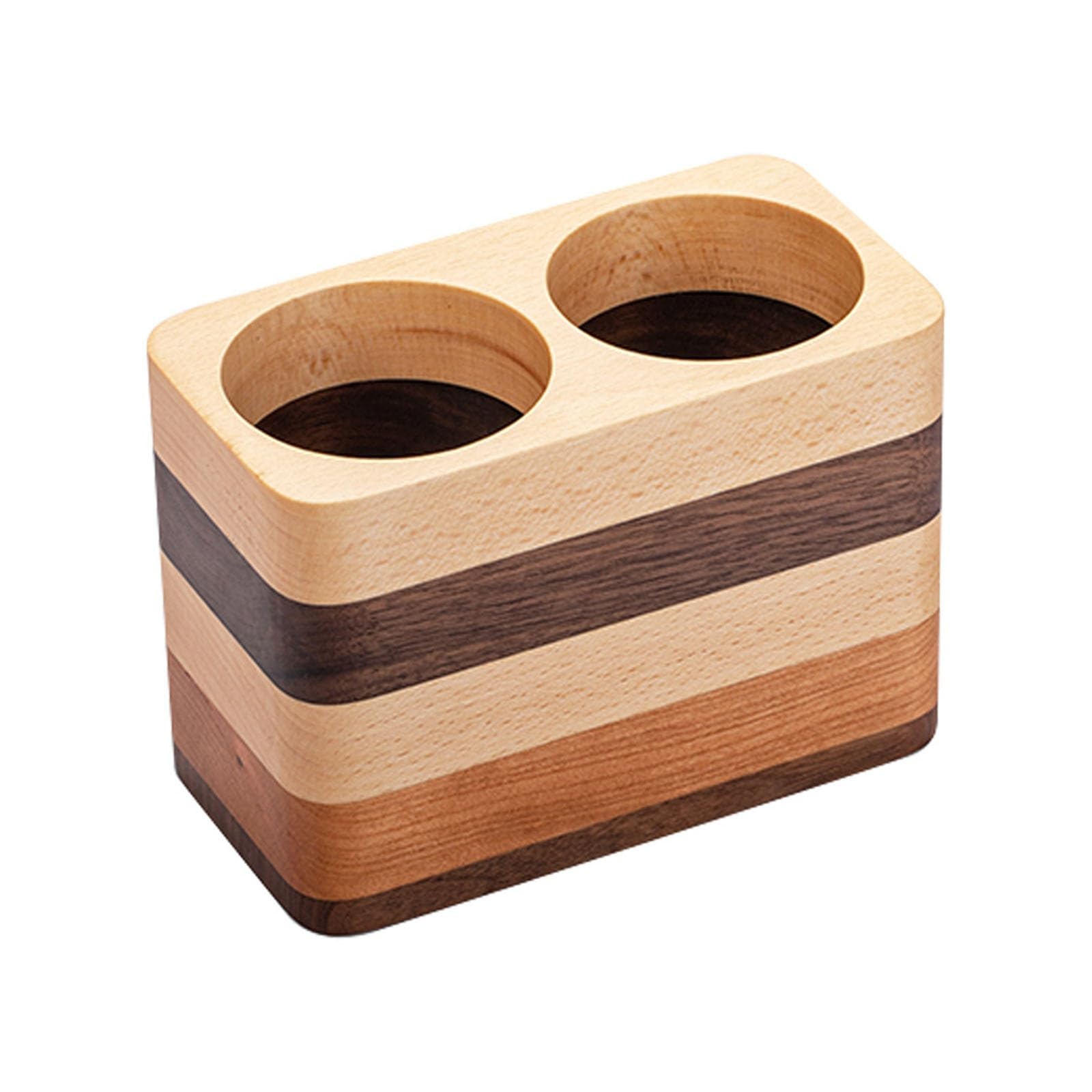 Drewniany pojemnik na ołówki Biurowy drewniany pojemnik na długopisy Biznesowe artykuły papiernicze na artykuły biurowe (brązowy 14,3 x 7,5 x 9,7 cm)
