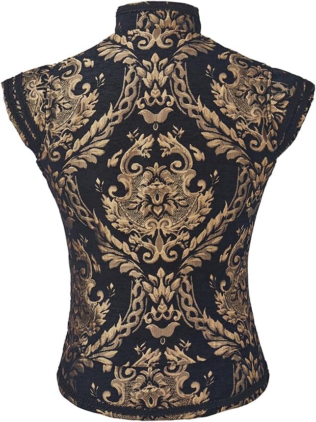 CosplayDiy Mens Tudor Vest Victorian Suit Vest Tudor Jerkin Gothic Steampunk Waistcoat - Image 5