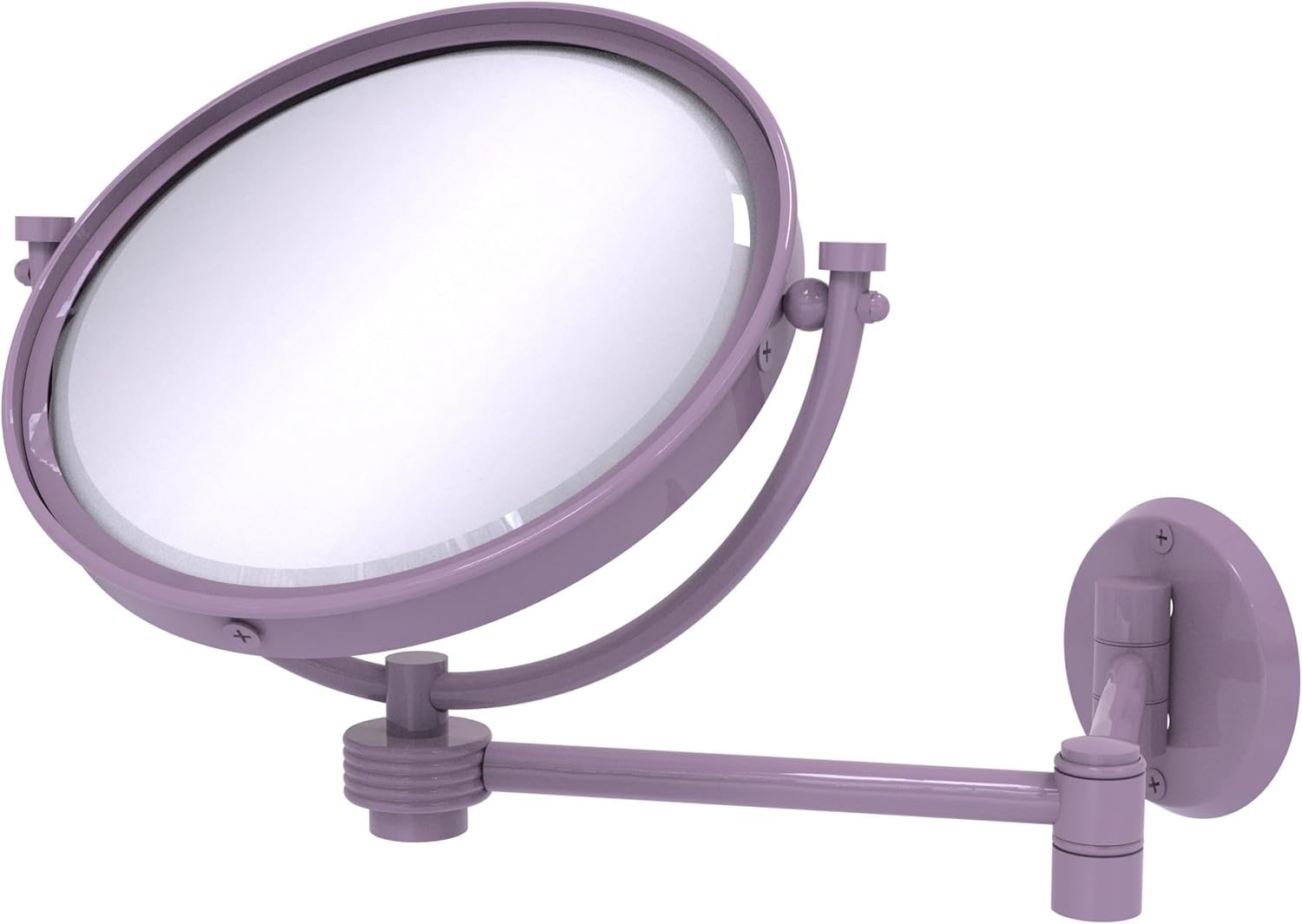 Allied Brass WM-6G/3X-PNK 8 Inch Wall Mounted Extending Make-Up Mirror 3X Magnification with Grooved Accent, Pink