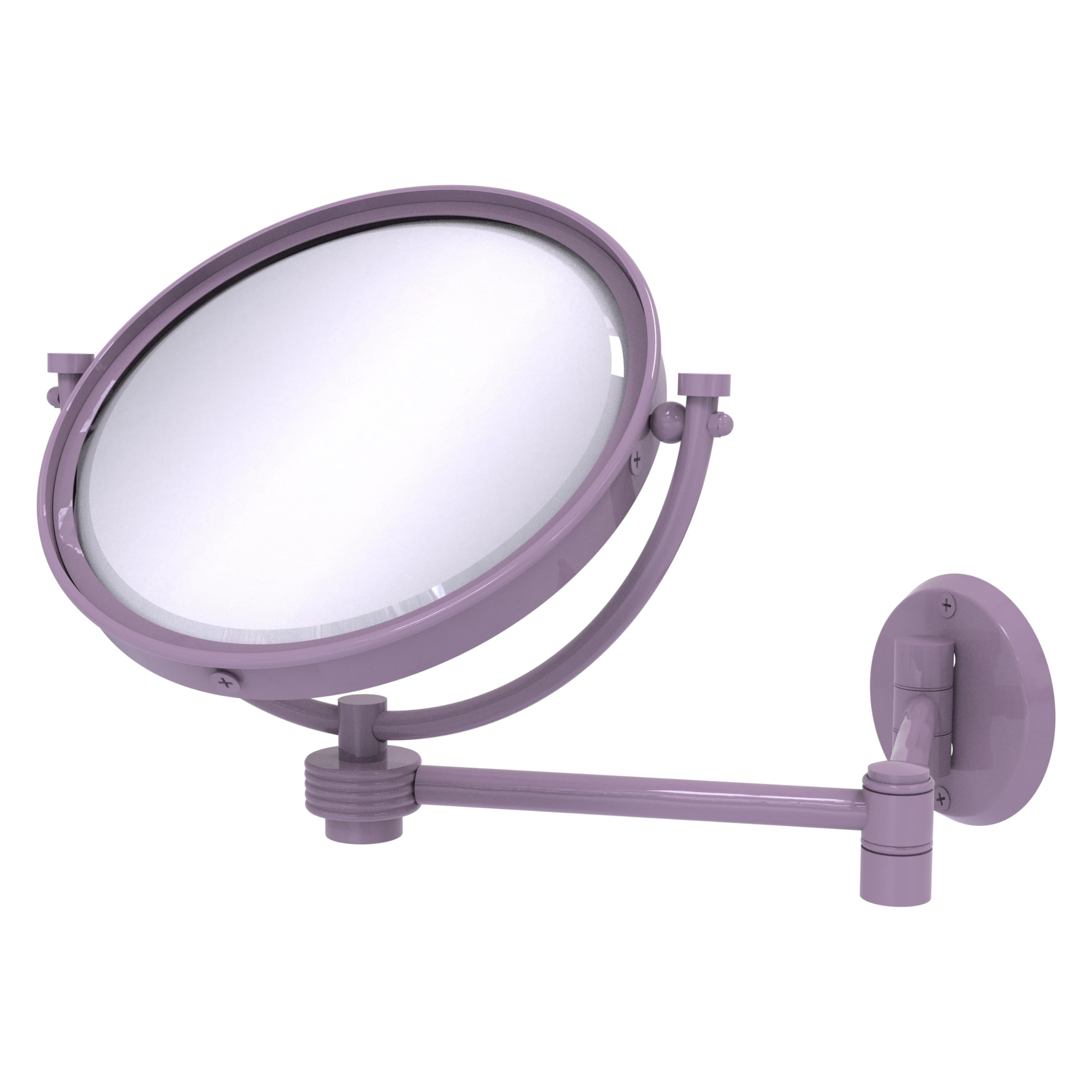 Allied Brass WM-6G/5X-LVN 8 Inch Wall Mounted Extending Make-Up Mirror 5X Magnification with Grooved Accent, Lavender