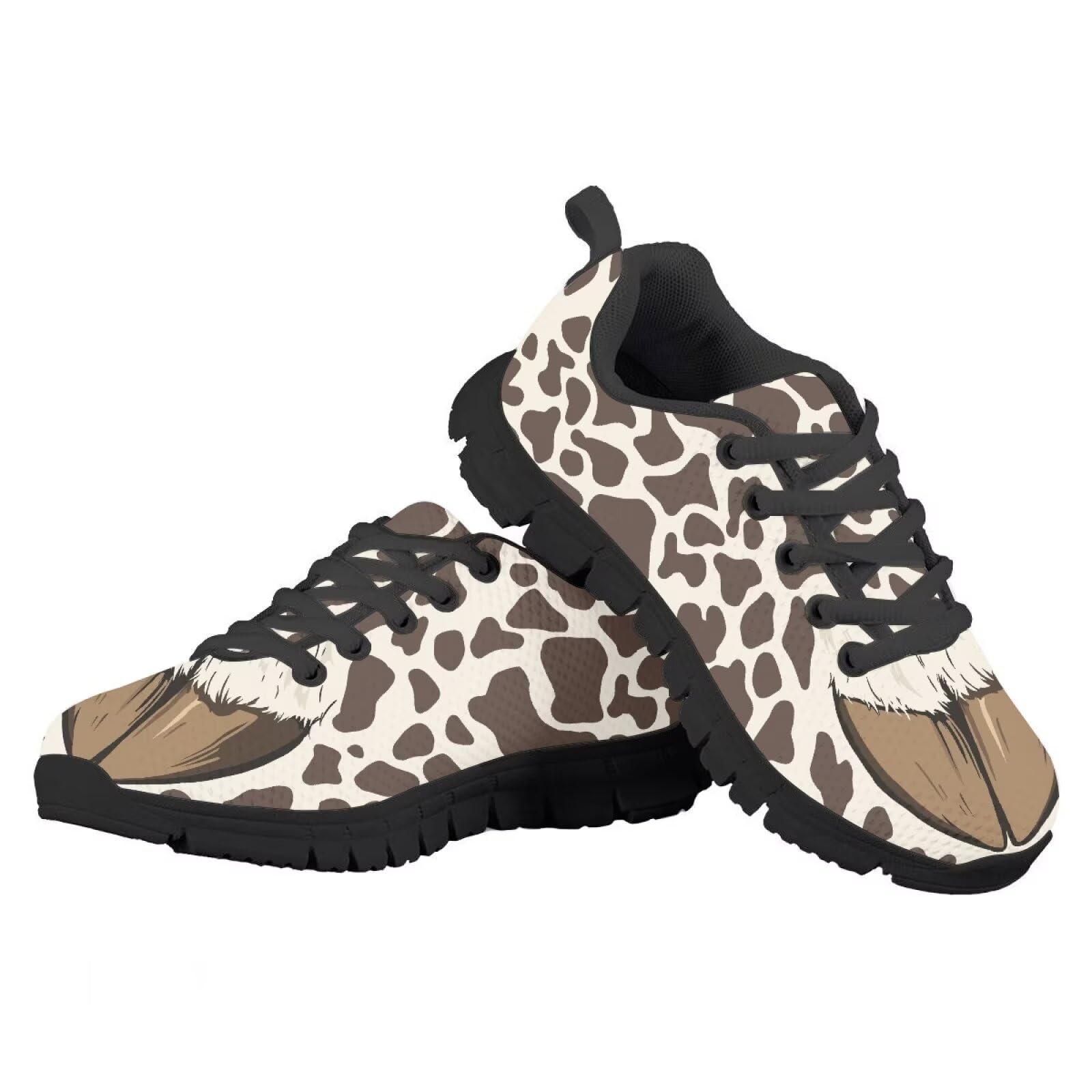 Fuxowvby Boys Girls Sneakers Sheep's Hoof Shoes Athletic Running Tennis Sport Shoes Lace-Up Shoes Non-Slip Athletic Lightweight Sport Breathable Sneakers for Litter Kids Black US 4