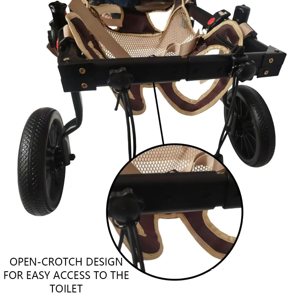 Carrito para Mascotas Silla de Ruedas Perros con Patas traseras Ajustable pequeños y Grandes Todoterreno Doble cojinete Malla Transpirable fácil Poner Quitar XL