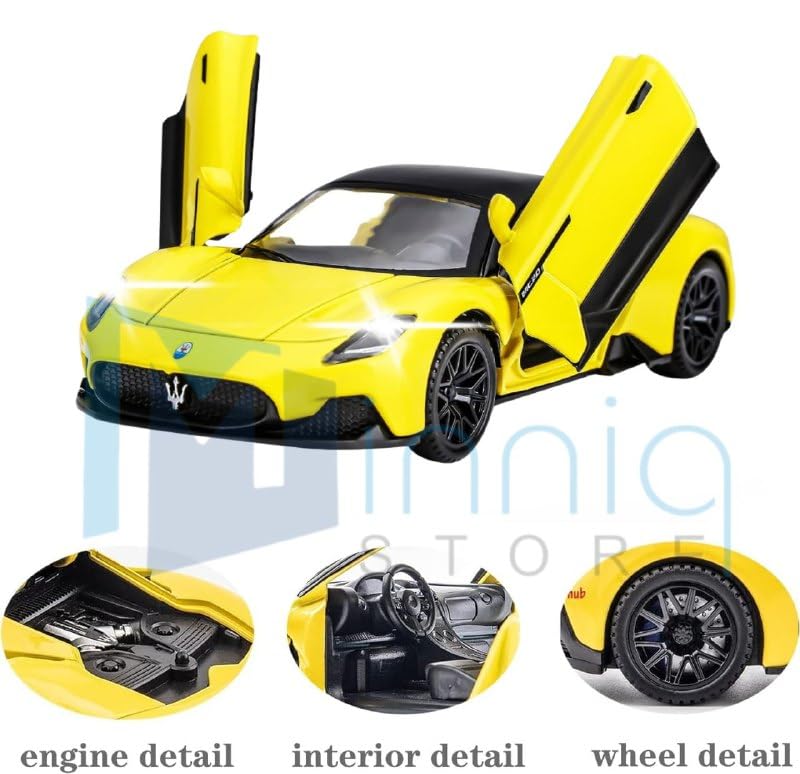 Image of Maserati MC20 1:32 Model Car with Box, Zinc Alloy Pull Back Toy car with Sound and Light for Kids Boy Girl Gift [Colors as Per Stock] (Maserati MC20 1:32)