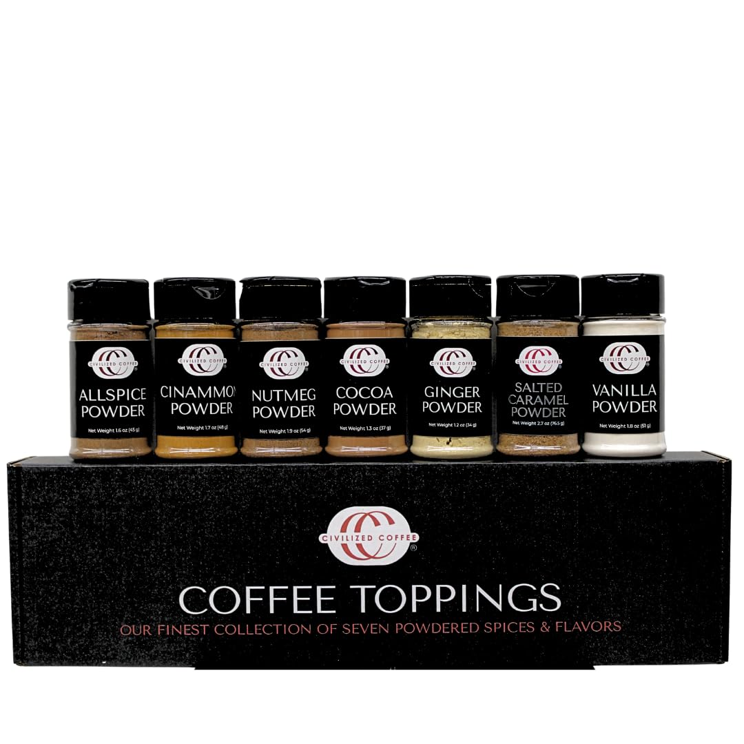Amazon.com: Civilized Coffee Premium Coffee Toppings Gift Set 7 Gourmet Spices & Flavors for Coffee Bar & Lattes : Grocery & Gourmet Food Amazon.com: Civilized Coffee Premium Coffee Toppings Gift Set 7 Gourmet Spices & Flavors for Coffee Bar & Lattes : Grocery & Gourmet Food