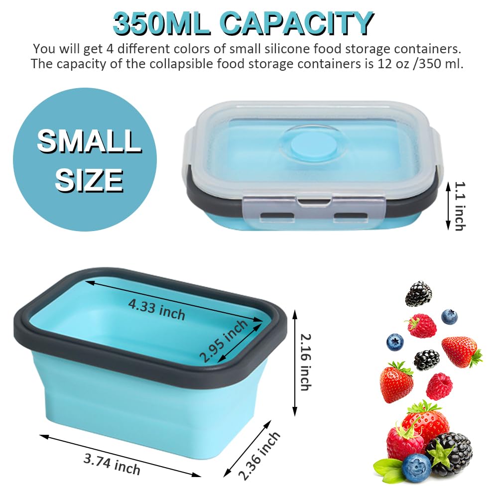 Contenedor plegable de silicona para almacenamiento de alimentos, 12 onzas