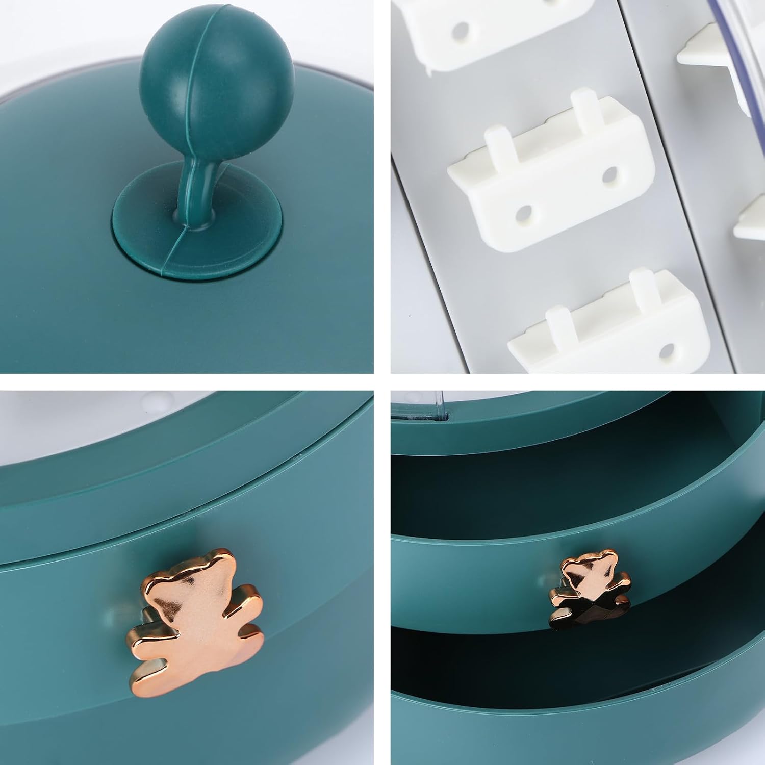 Rotating Jewelry Box Large Capacity Abs+ Green Storage Container image 3