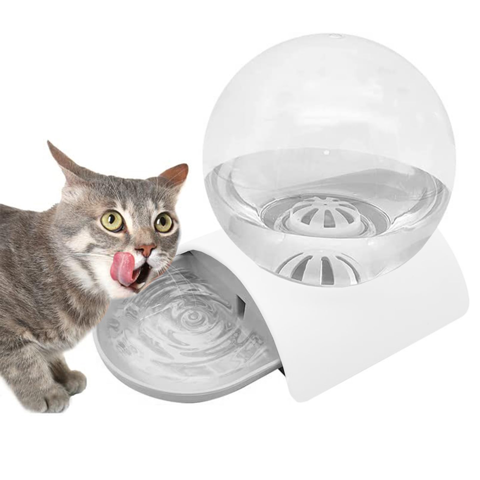 Hamiledyi Automatic Water Dispenser for Dogs and Cats Pet Water Dispenser 2.8 Liter Pet Gravity Water Station Spill-Proof Spherical Waterer Pets Water Bottle for Puppies Kittens Rabbits (Grey)