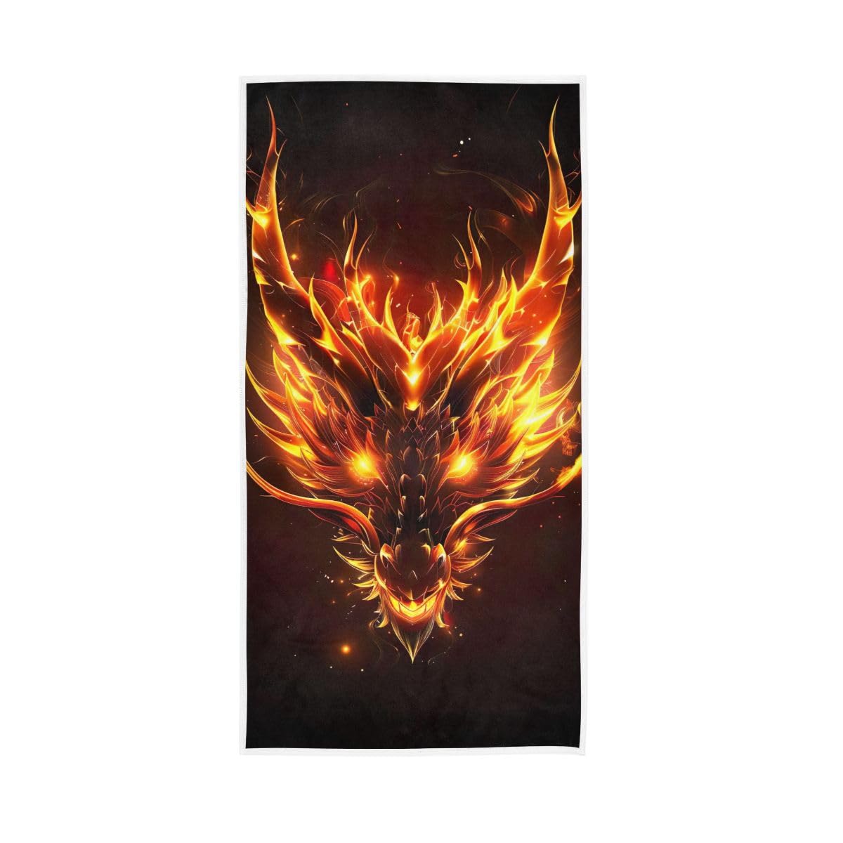 LSRCPD Flame Dragon on Dark Hand Towel, 15 x 30 Inches, Soft Highly Absorbent Towels for Bathroom Gym Shower
