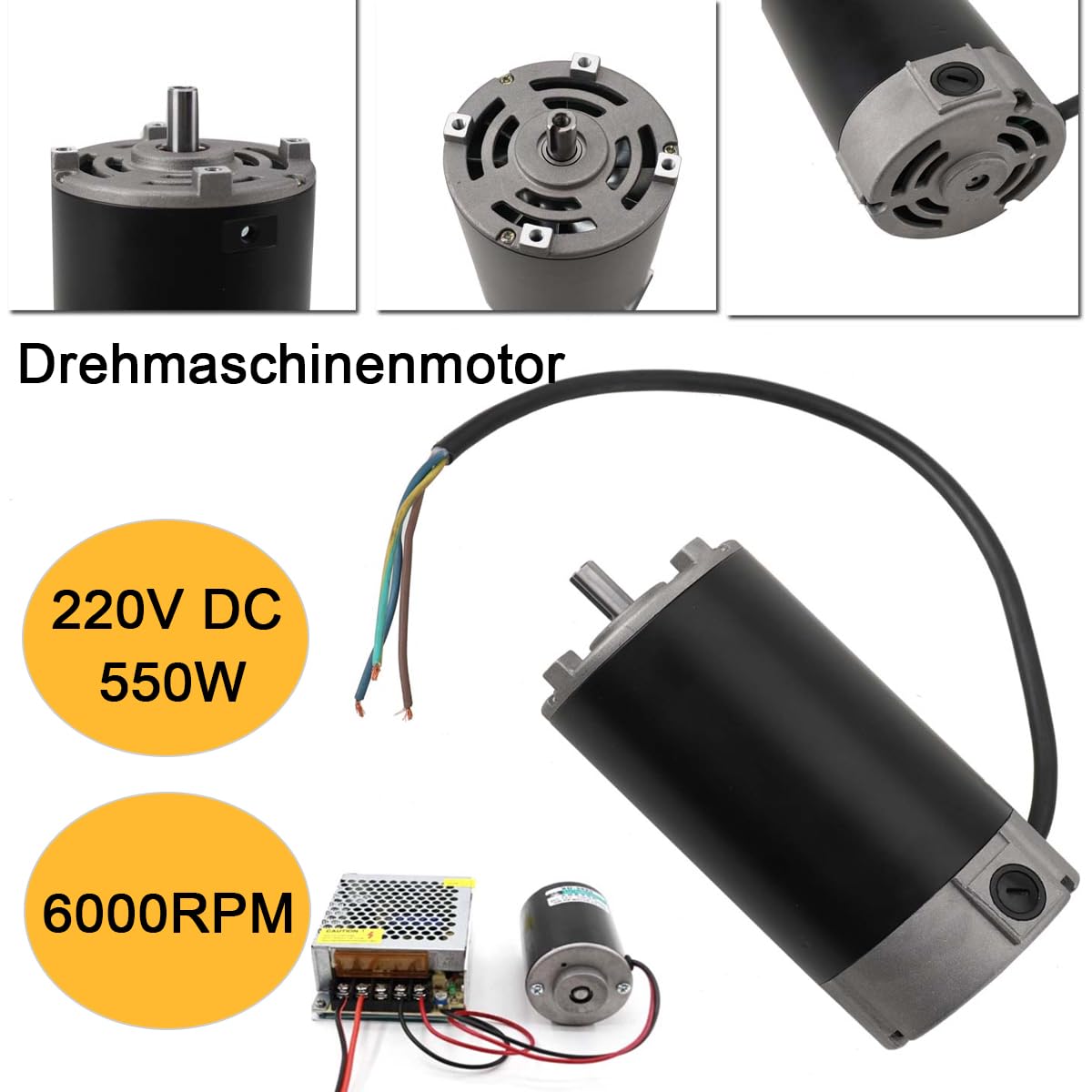 Mini Drehmaschine Motor, DC 220V 550W 6000 U/min Gleichstrommotor
