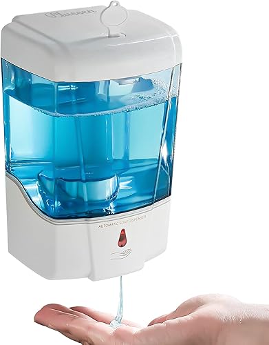 Dispensador de jabón para montaje en pared, dispensador automático de desinfectante de manos de 20.3 fl oz de gel y líquido, dispensador de jabón de