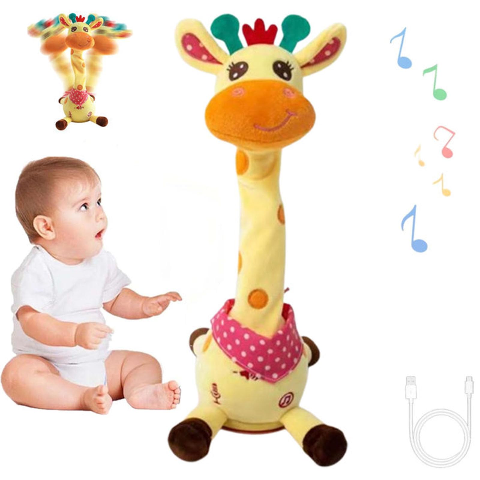 Musical Giraffe Toy – Sings, Dances & Repeats What You Say， Dancing Giraffe Plush Toy,Glowing Musical with 10 Children's Songs Gifts for Toddlers 1-3 Years