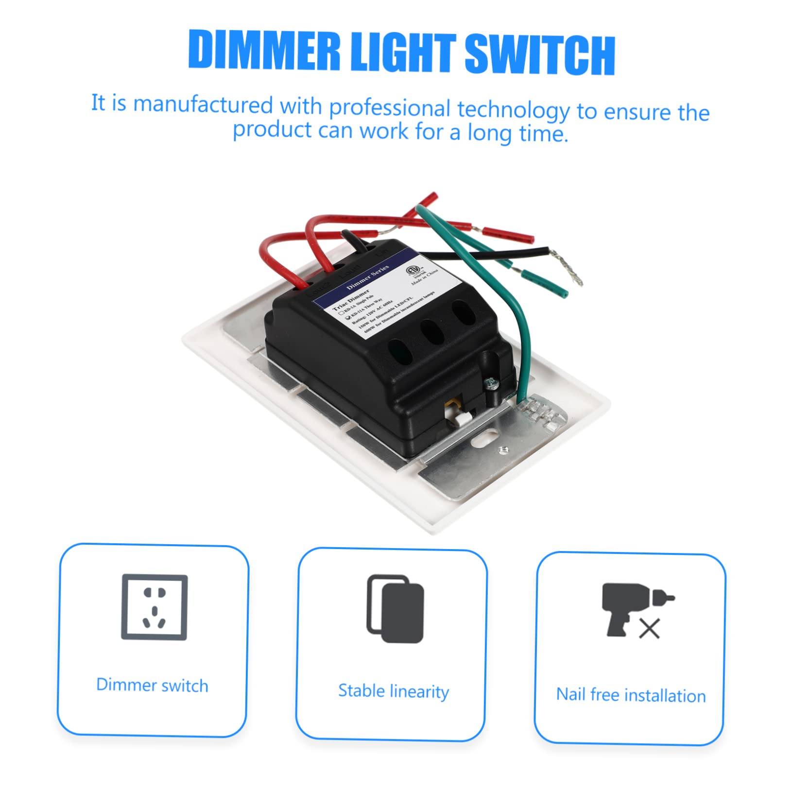 VILLCASE 2 Stück Dimmer schalter Dimmer für LED-Leuchten Dimmerschalter für LED -kompatibler Dimmschalter modern -Dimmer Lichtdimmer -Schiebedimmer Aluminiumlegierung Weiß
