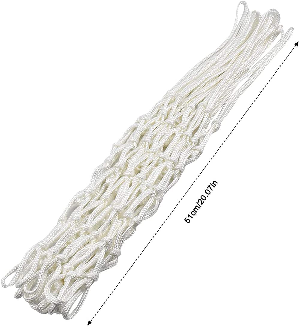 2Pcs White Heavy Duty Basketball Net Replacement Fits Standard 12 Loop Basketball Hoop Net for Indoors and Outdoors Gym Equipment