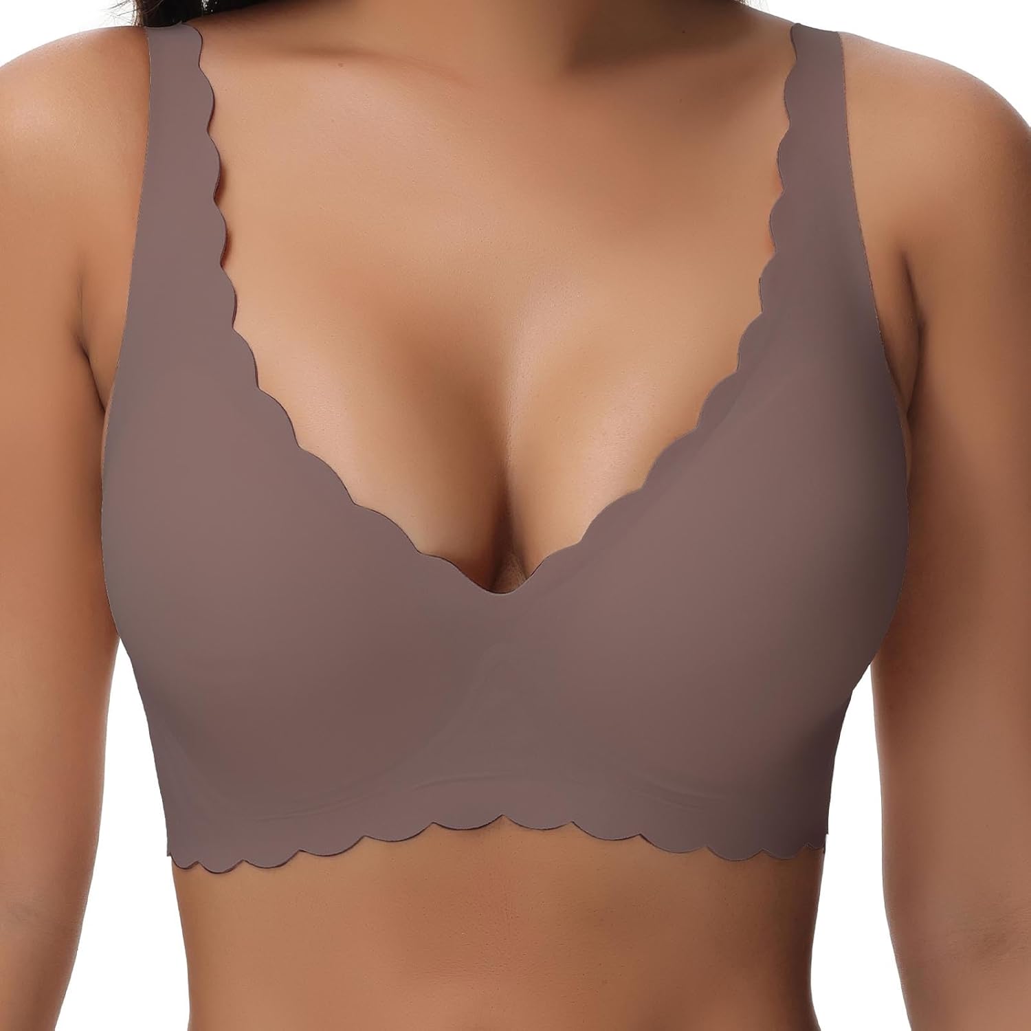 Yadalky Women's Seamless Bras Wirefree, Deep V Petal Bralette No Underwire Plunge Everyday Bras Wireless Sports Bra