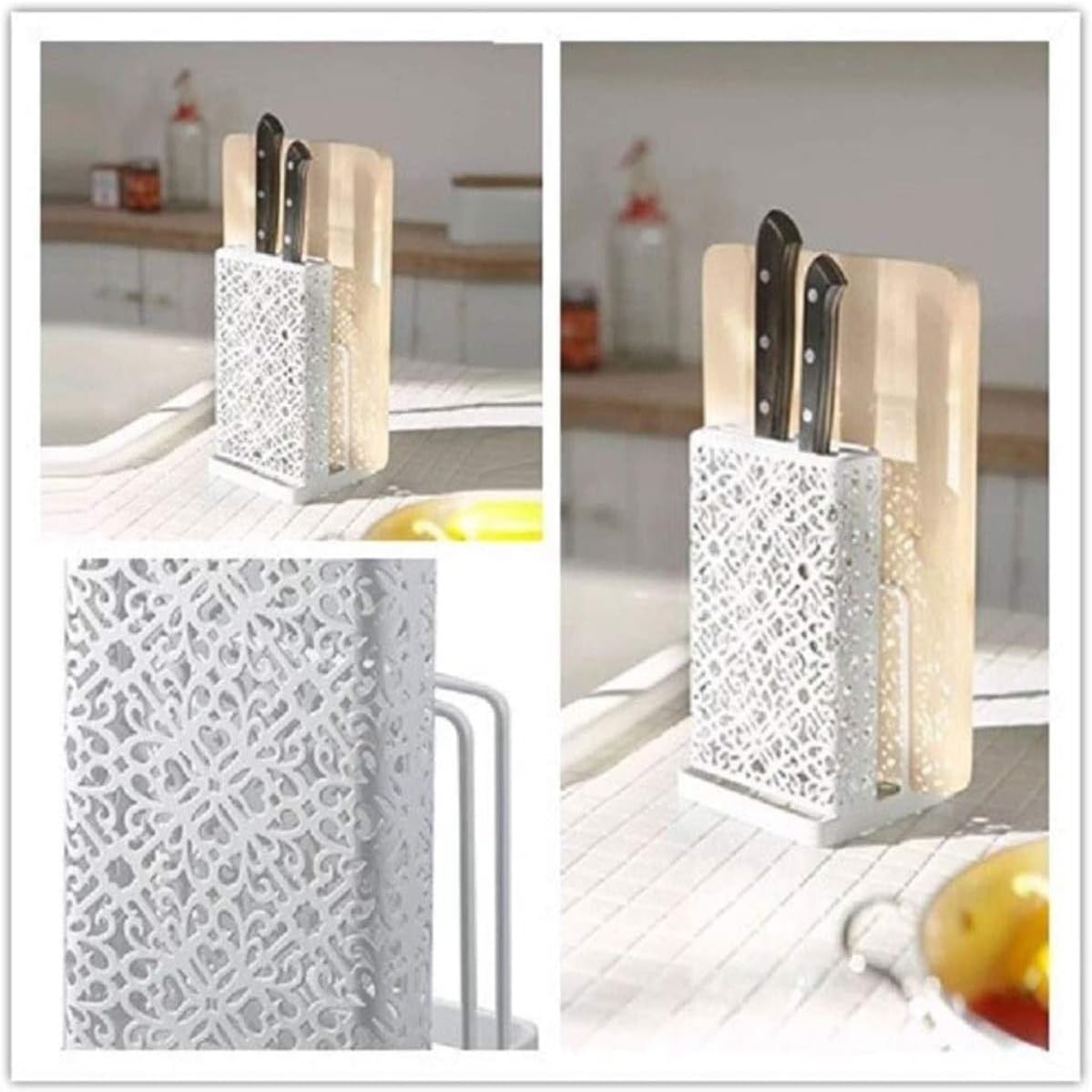 Kitchen Knife Holder Creative Hollow Out Knife Block Kitchen Stainless Steel Tool Storage Rack Knives Holder Stand Knife Rack Knofe Holder