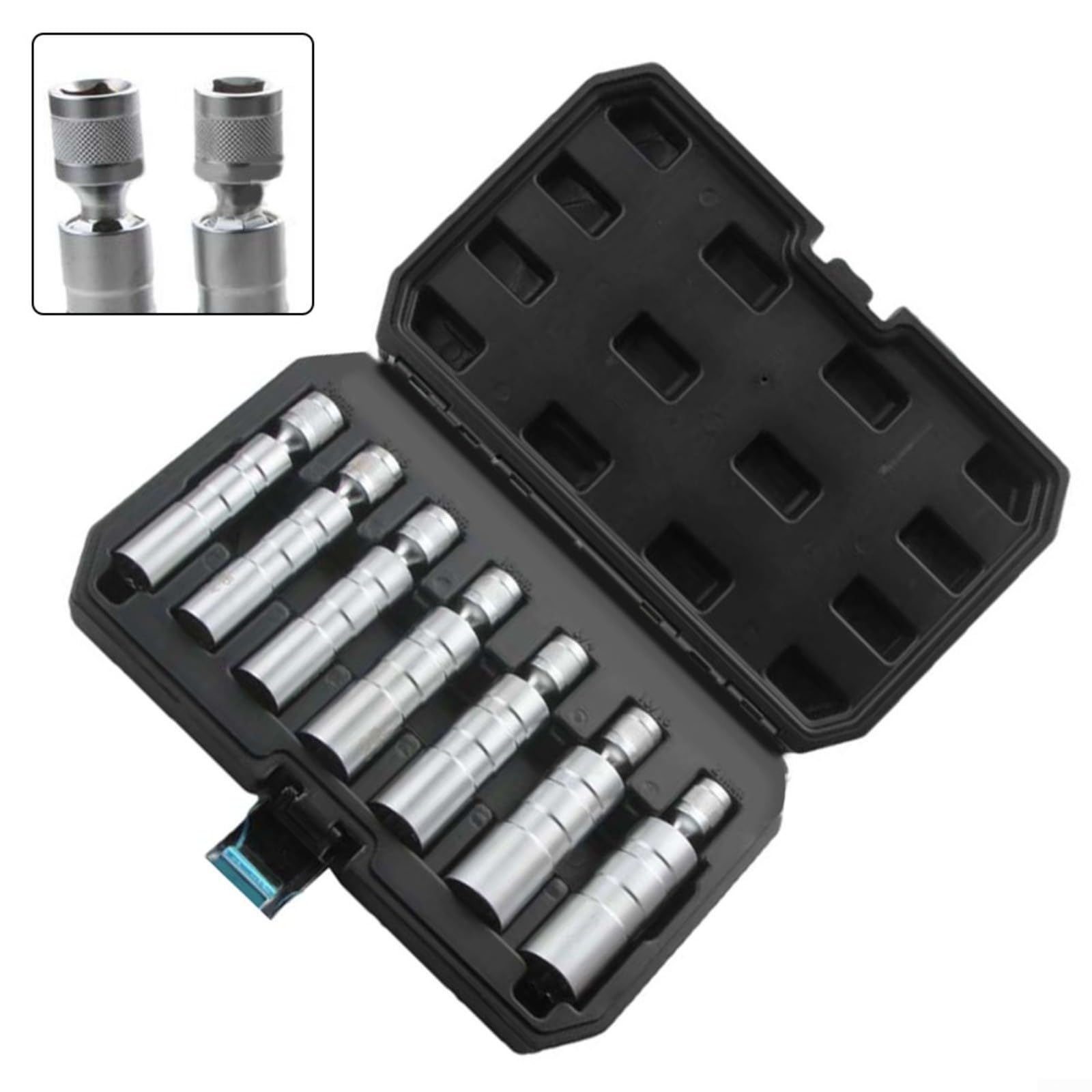 7 Stück Zündkerzenschlüssel Satz,3/8" Zündkerzenstecker-Set Magnetische Steckschlüssel Kombiwerkzeug