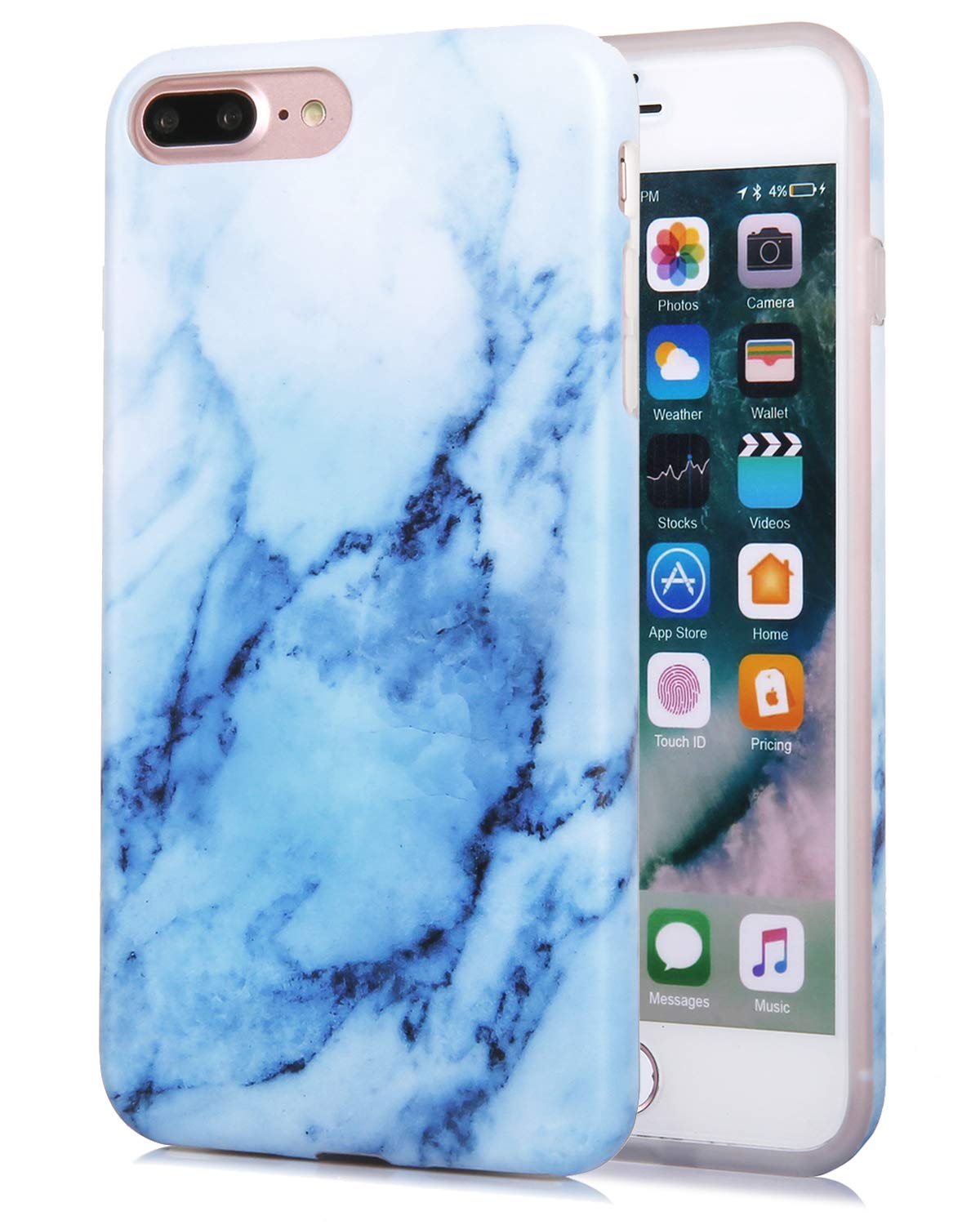 FeelingJoy Compatible iPhone 7 Plus iPhone 8 Plus Case IMD Pink Blue Marble Galaxy Space Pineapple Design Protective Shockproof Bumper Phone Cover for Girls Women Multi-Colored