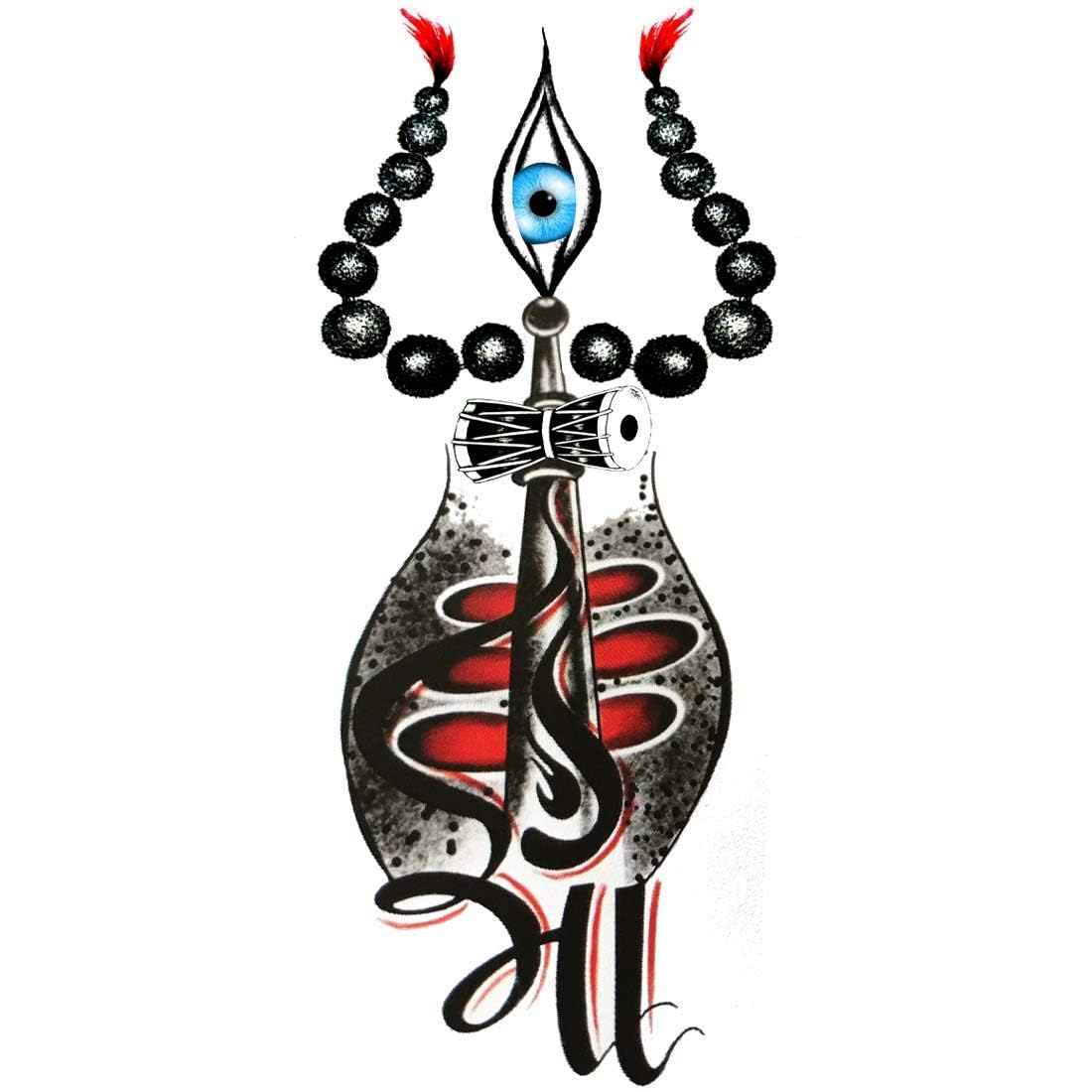 ORDERSHOCK Maa With Trishul And Eye Tattoo Temporary Tattoo Stickers For Male And Female Fake Tattoo Sticker Tattoo body Art