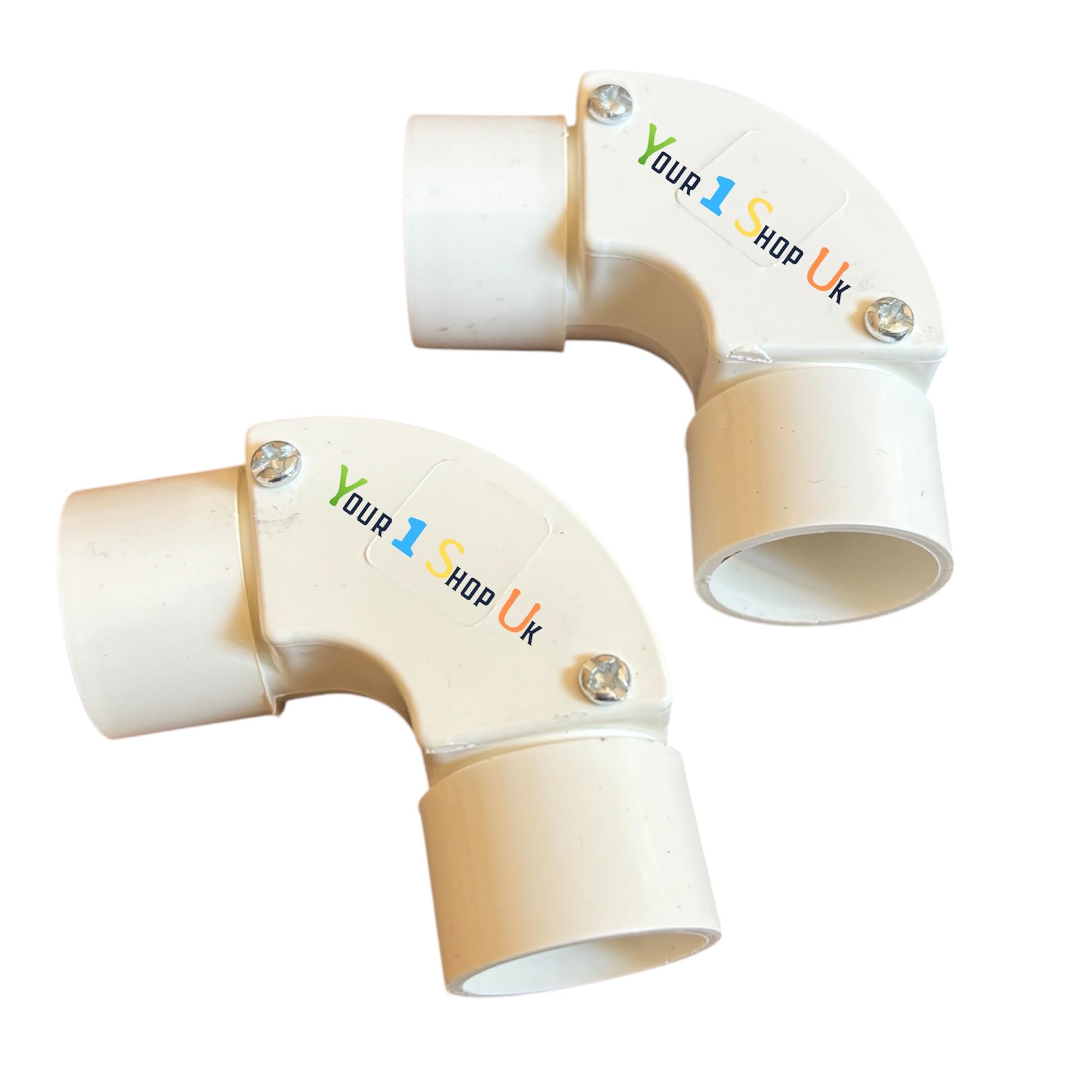 PVC Conduit Corner Fitting with lid and Screws, 25mm Inspection Elbow Conduit Bend Fitting 90 Degree Conduit Fitting White, Pack of 2
