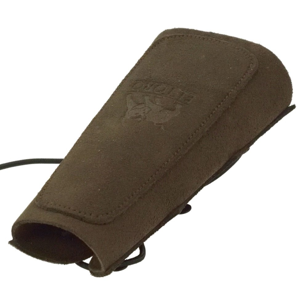 elToro King Armschutz für Bogenschießen – traditioneller Unterarmschutz aus Leder mit Verstärkung und Verstellbarer Gummischnürung – ca. 17 x 16 cm