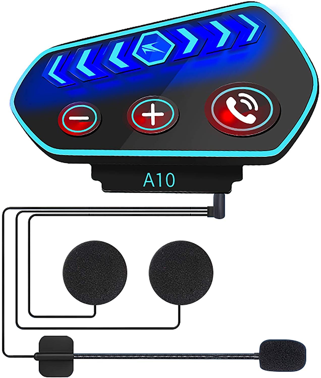 Casque de moto Bluetooth 160 heures de lecture, casque étanche Bluetooth 5.0 avec microphone, haut-parleur, annulation du bruit, HiFi stéréo, musique, auto-réponse, assistant vocal