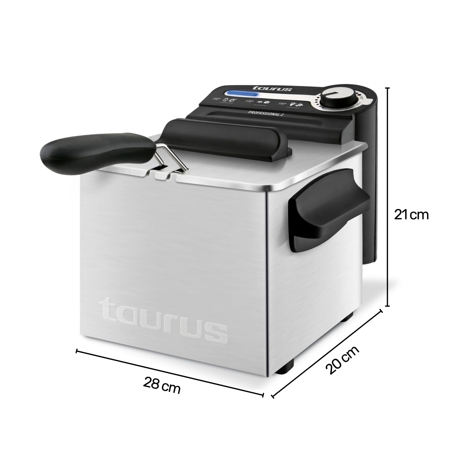 Taurus - Friggitrice ad olio Professional Plus, 2L, 1700 W, Acciaio inossidabile