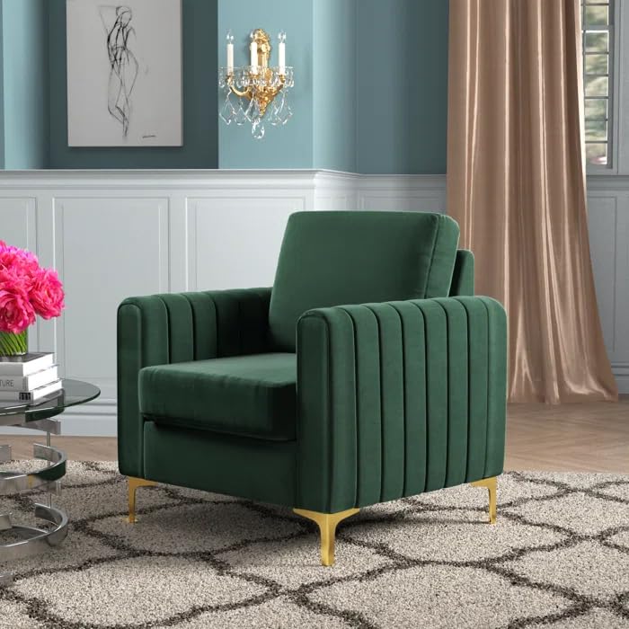 LORDOFWOOD Cedarpoint Velvet Club Chair with Wooden Frame, Mid-Century  Modern Accent Chair, Soft Velvet Upholstery, Classic Lounge Chair for Living - Main Image