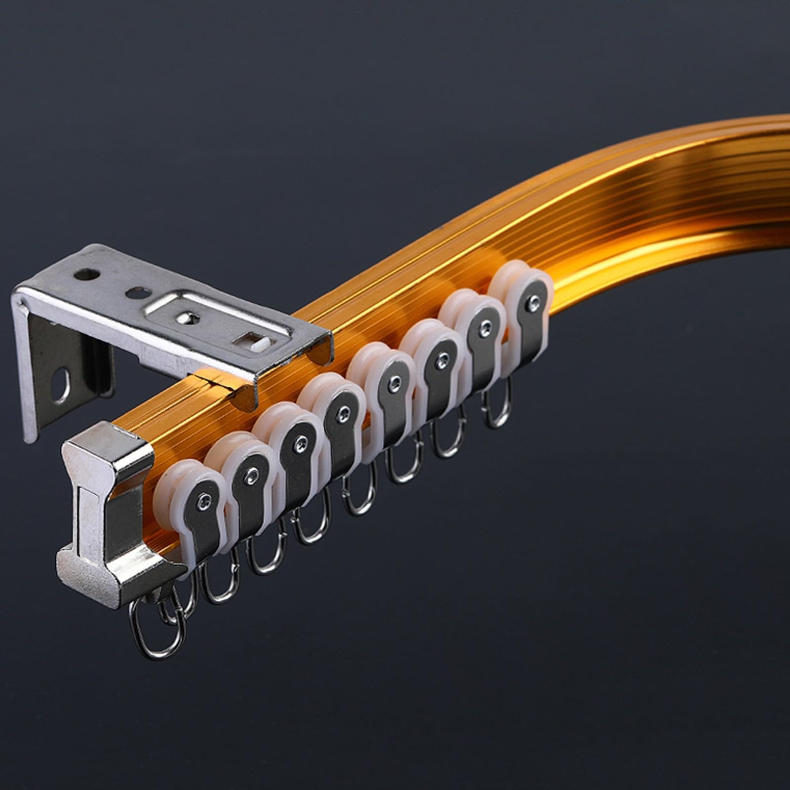 Curved Room Divider Ceiling Track For Curtains Bendable Bay Window Curtain Track Flexible Aluminum Curtain Rod Fits All Shape Of Window Easy To Install(Color:B-Wall,Size:Single-3.0m/9.8ft)