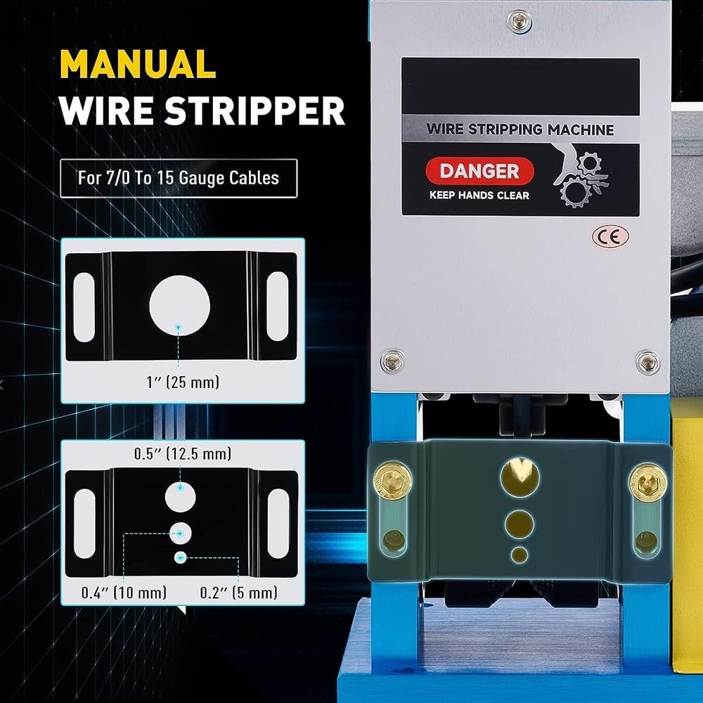 Máquina Pelacables automática Pelacables eléctrico for Cables de Cobre de 1,5-25 mm, Herramienta Pelacables motorizada con Rueda de Corte Mejorada