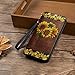 Personalized Sunflower Women Leather Wallet, Vintage Hippie Sunflower RFID Blocking Zip Wallet, Boho Long Ladies Clucth Wristlet, Custom Name Flower Gift for Girl (Sunshine)
