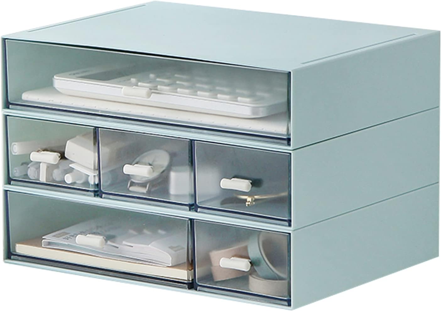 Desk Organizer with Drawers, Stackable Storage Drawers with