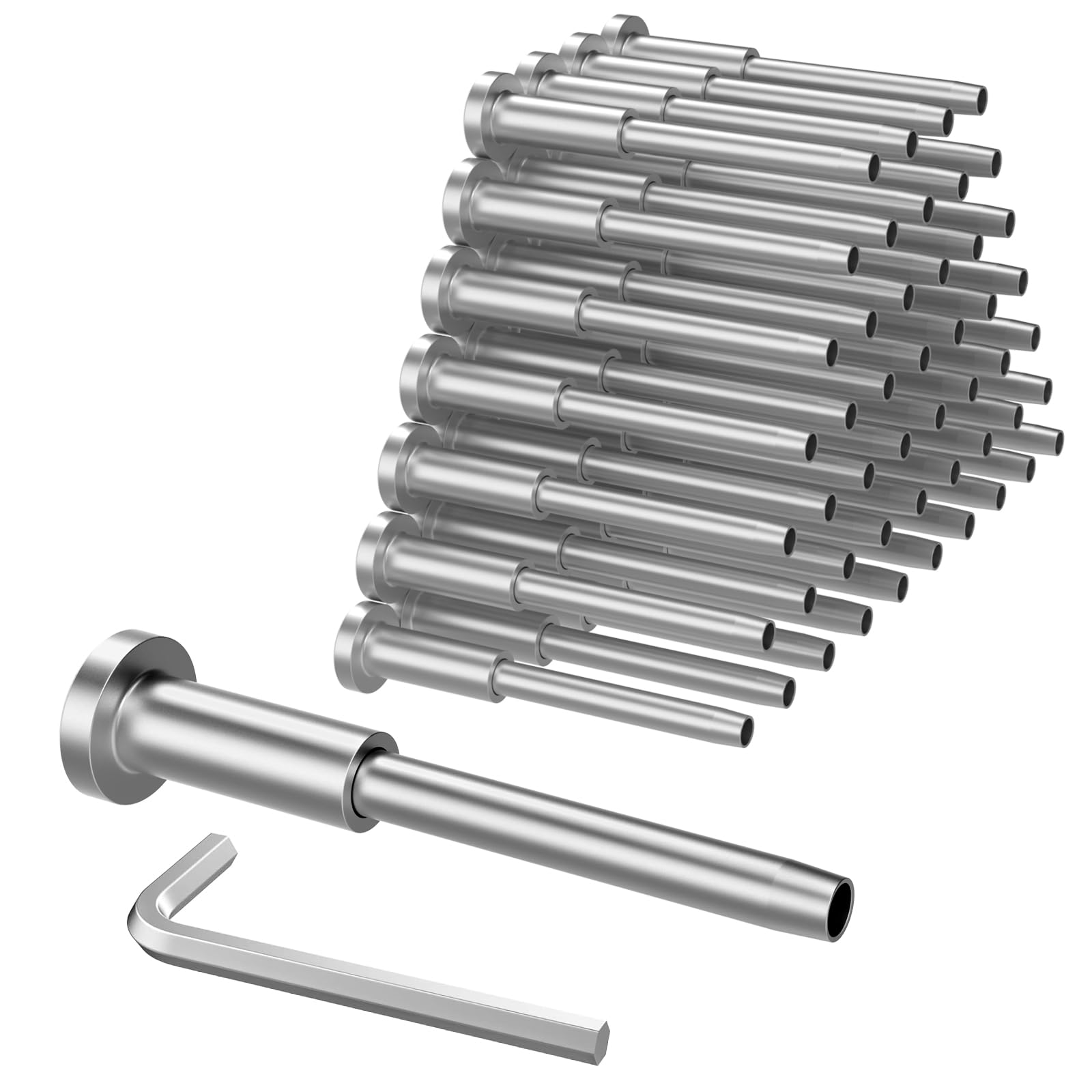 BLIKA 50 Pack Invisible Cable Railing kit, T316 Stainless Steel 1/8" Invisible Receiver and Swage Stud End for Cable Railing, Swage Tensioner 1/8" for Wood/Metal Post, Cable Railing Hardware