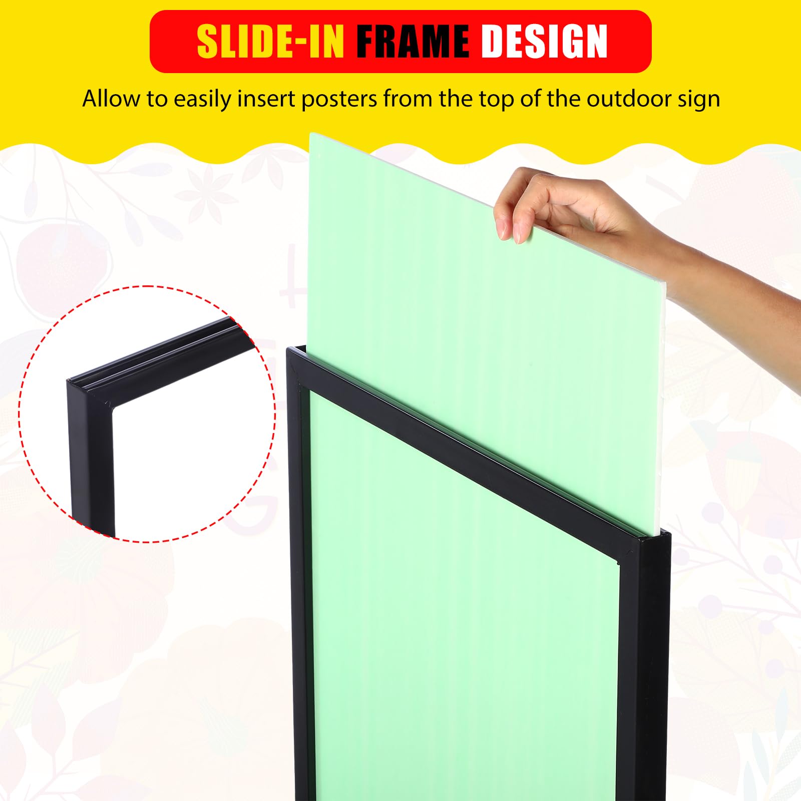 Blulu Paquete de 2 soportes para póster de 24 x 32 pulgadas, soporte de letrero resistente deslizante, soporte para carteles de hasta 9 libras, soporte de póster de doble cara con alfombrillas