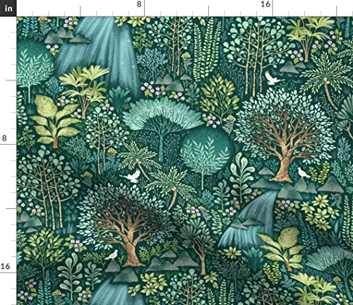 Spoonflower FI-F86-D7748646-FQ Fabric - Forest Paradise Woodland Nature Wildlife Lush Botanical Green Flora Printed thumb #3