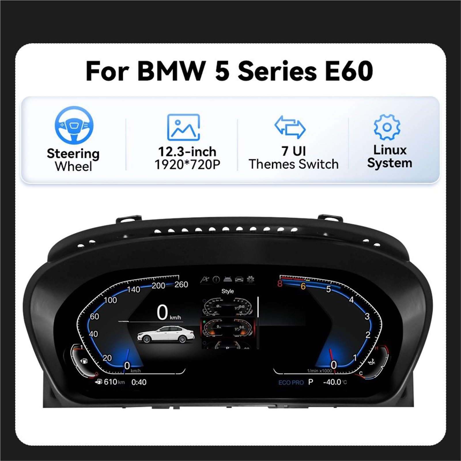 Pantalla para Coche para BMW Serie 5 E60 E61 E63 E64