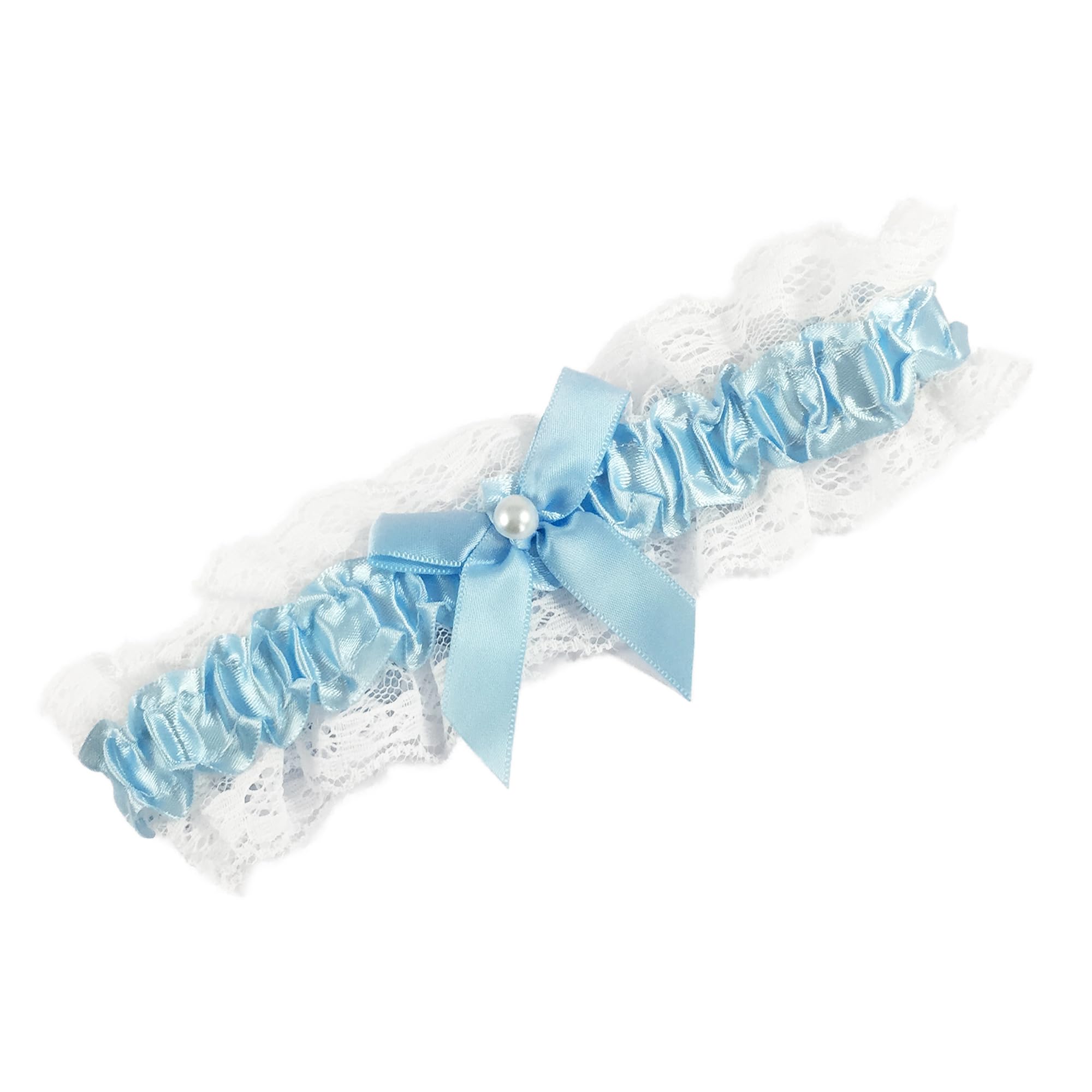 My Pretty Little Gifts Women's White Plain /Blue Garter Wedding Favour Bride To Be Hen Party Night Do Accessory Something Blue