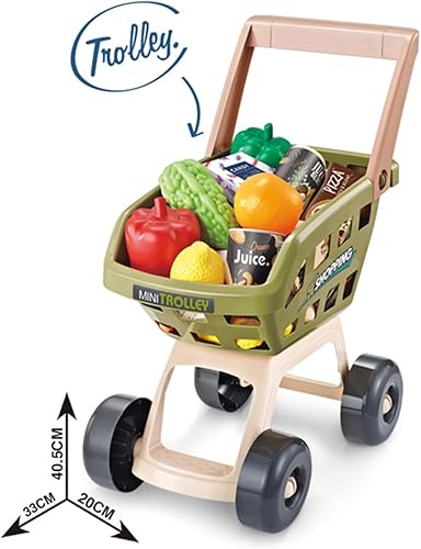 Miniatura 2 de Juego de juguetes de supermercado con carrito de compras, cafetería, 63 accesorios para niños pequeños preescolares de 3 a 7 años. por VALESSATI.