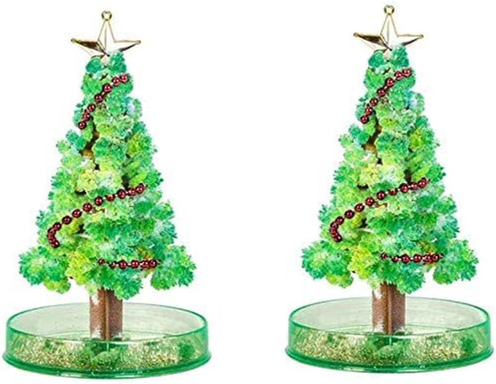 TERRIFI Magic Growing Crystal Christmas Tree, 2 Pcs Kids DIY Felt Magic Growing Xmas Ornaments, Funny Educational and Party Toys, Kids DIY Felt Magic Growing Christmas Gifts