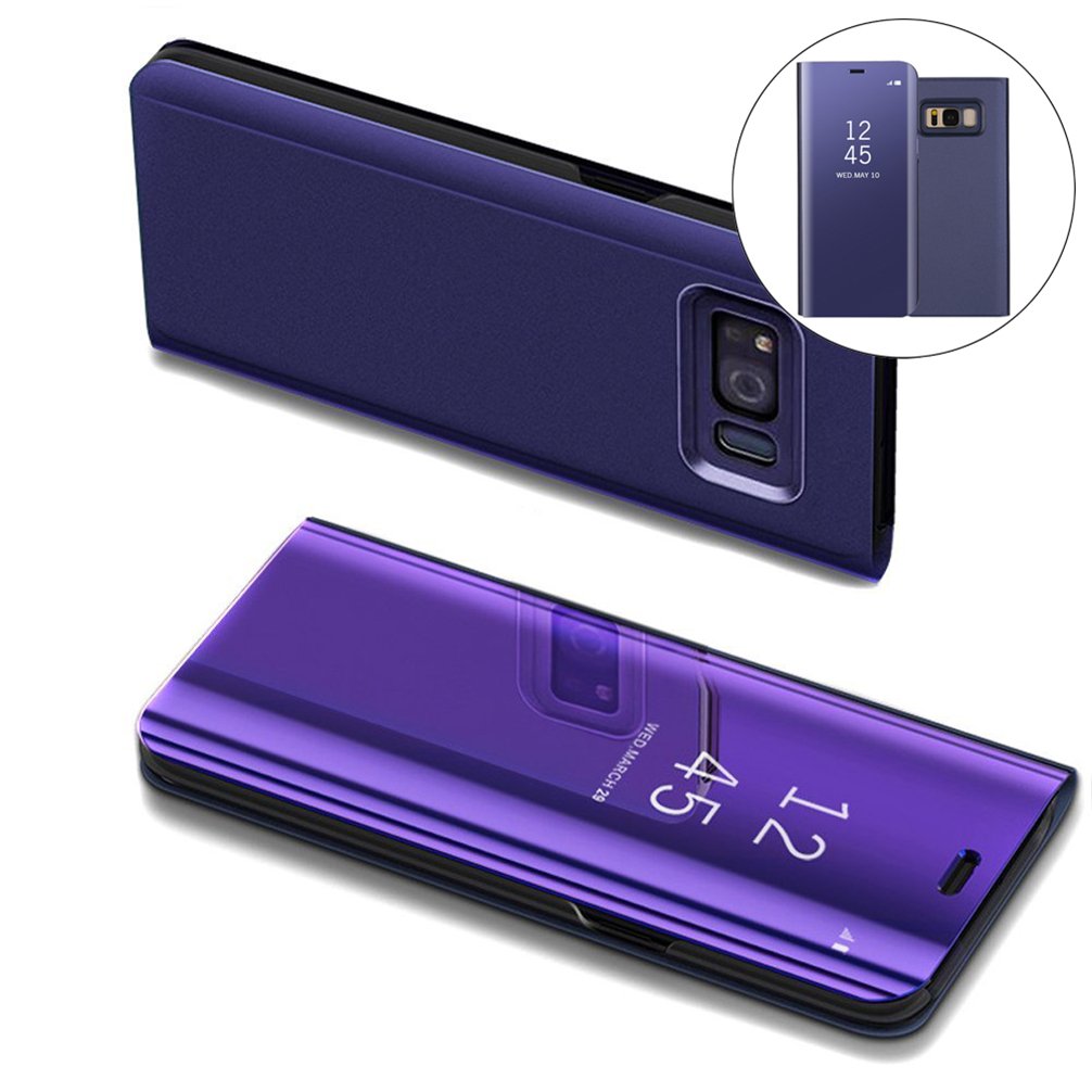 Samsung S8 Case, Mirror Design Clear View Flip Bookstyle Luxury Protecter Shell with Kickstand Case Cover for Samsung Galaxy S8 SM-G950-5.8 inch. Flip Mirror: Purple