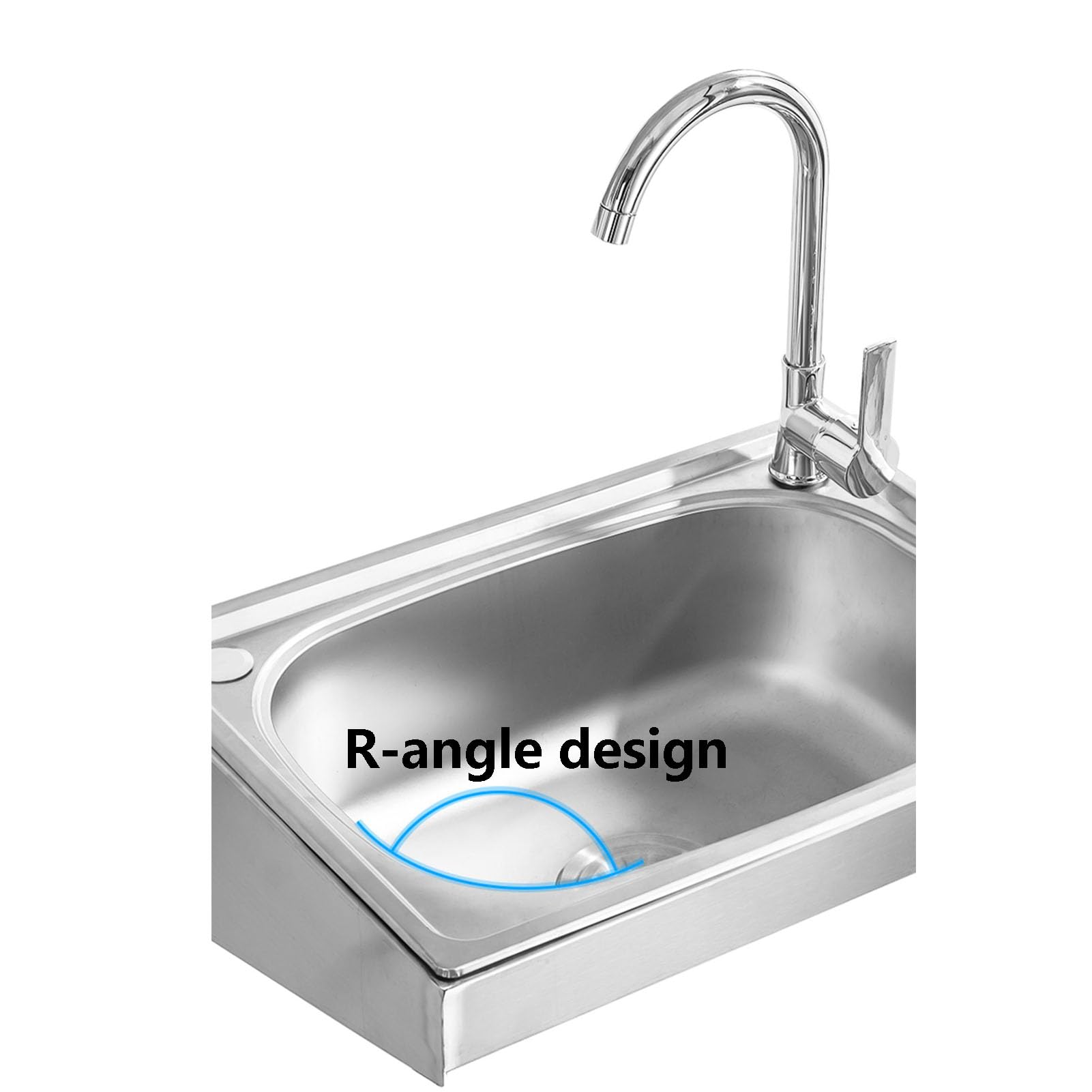 Fregadero Mural de Acero inoxidable para cocina, con grifo de Agua fría y Caliente, Ideal para Camping, Uso comercial, lavandería, Patio trasero o garaje.