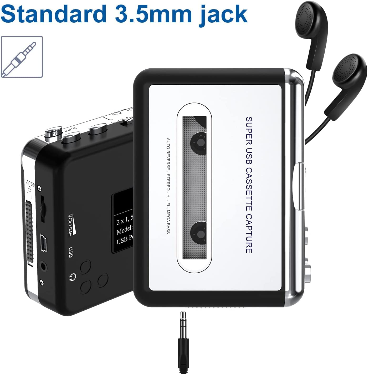 Ccdes Lecteur de cassettes, convertisseur de cassettes en mp3, Cassette USB  pour PC Convertisseur de commutateurs de CD MP3 Capturer un lecteur de  musique avec un casque 