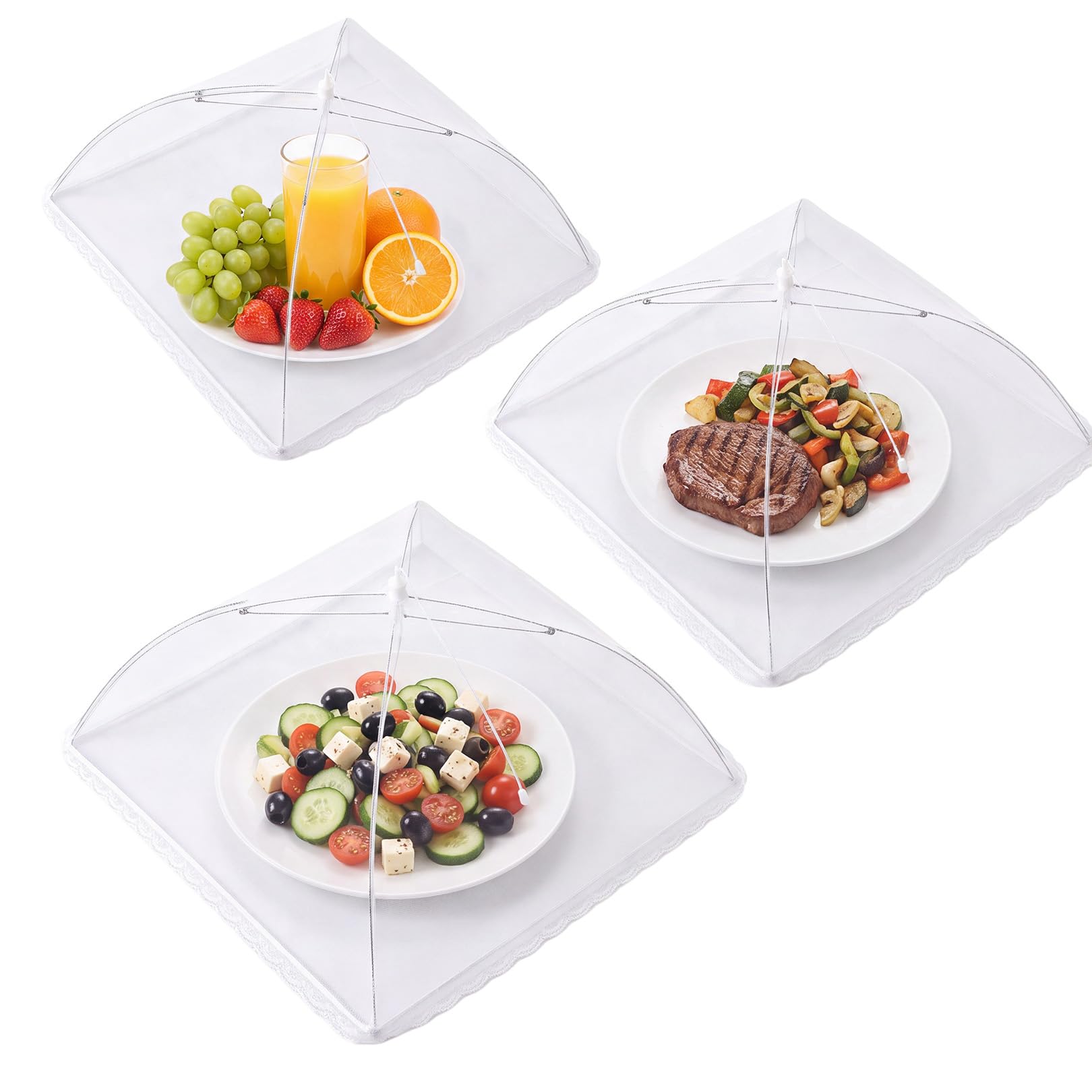 3 Pcs Collapsible Mesh Food Covers Food Domes 12 Inch Pop-Up Net Protectors