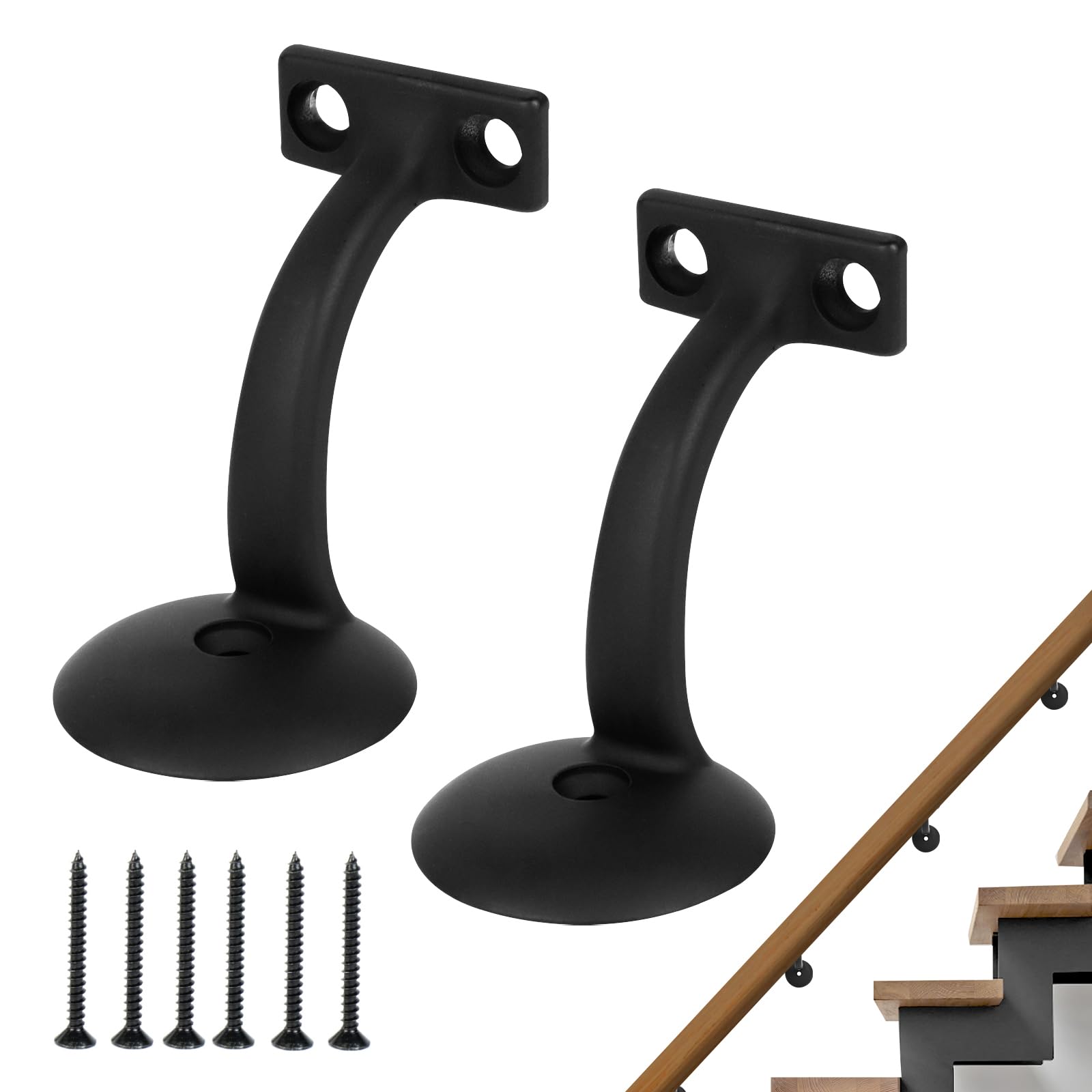 Handrail Holder, Handrail Bracket, Stainless Steel Handrail Support for Stair Railing Wood or Metal