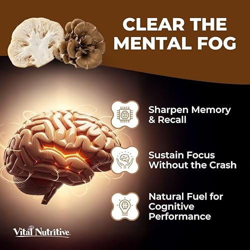Miniatura 4 de Vital Complejo de suplementos de hongos 10 en 1  Cápsulas de melena de león de alta potencia, Cordyceps, Reishi y cola de pavo  Apoyo cerebral
