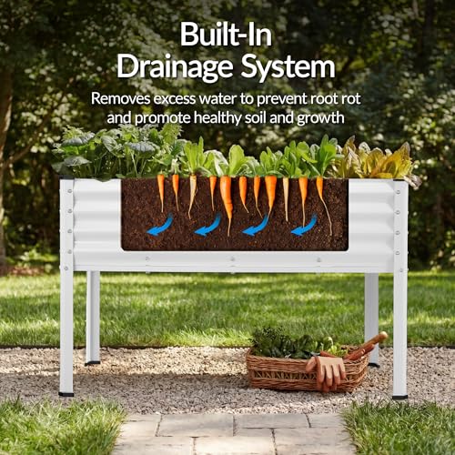 Image of Best Choice Products 48x24x30in Galvanized Raised Garden Bed, Metal Elevated Planter Box, Vegetable Garden for Backyard, Patio, Balcony, 100% Non Toxic Materials - White