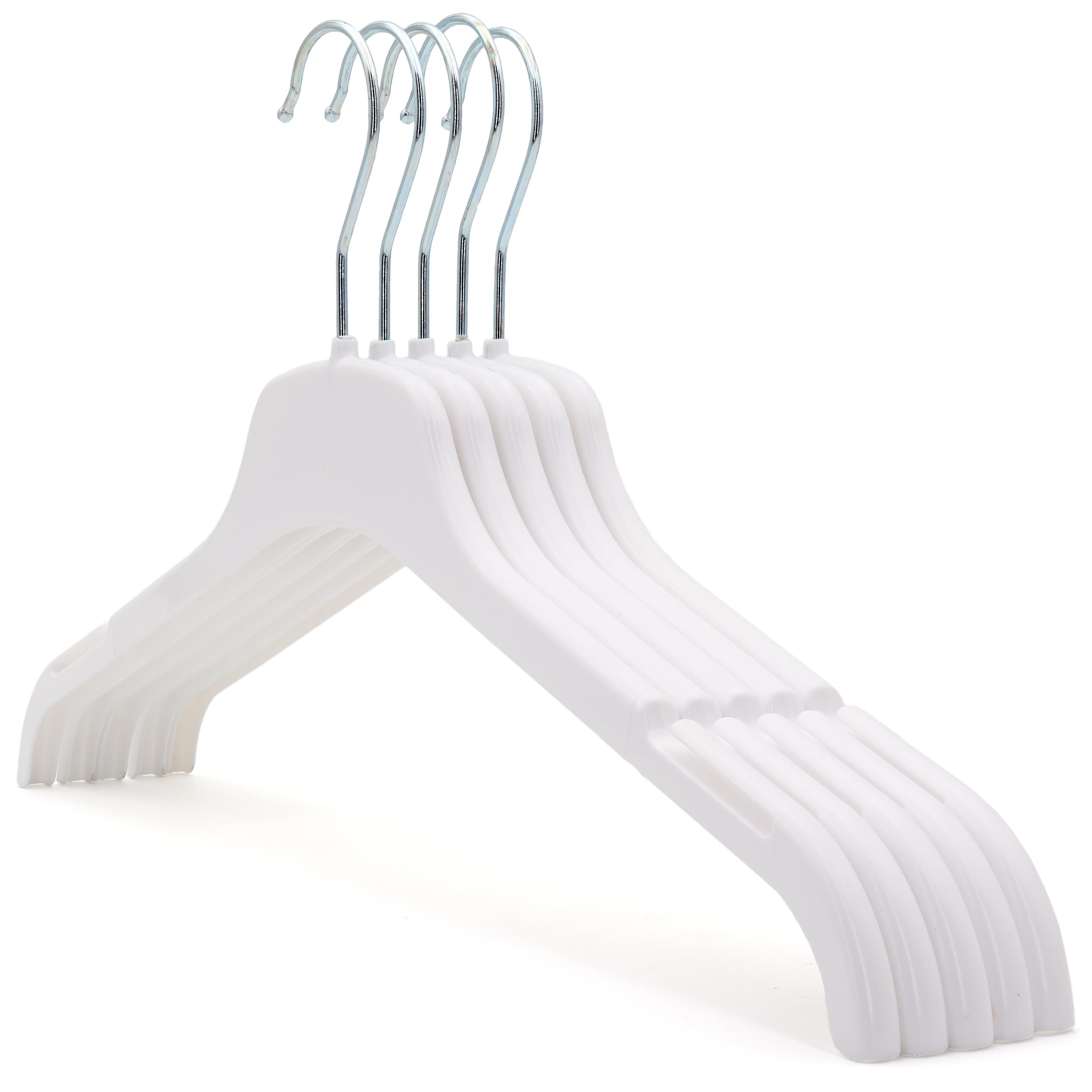 The Hanger Store 20 Strong White Plastic Adults Coat Clothes Hangers - Sturdy, Space-Saving, Slim Profile with 360-Degree Swivel Hook - Ideal for Organizing Tops, Shirts, Coats, Jackets